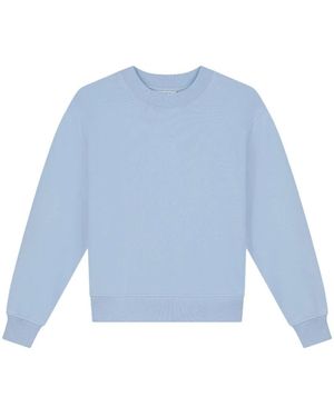OLAF HUSSEIN Hoodies & Sweatvesten ,Blauw ,Katoen Essential Washed Crewneck