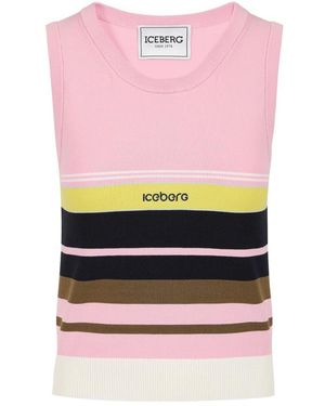 Iceberg Tops ,Veelkleurig ,Katoen Bedrukte Stretch Katoenen Top - Roze