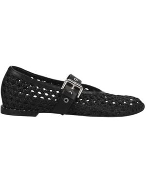 Premiata Lochmuster-Ballerinas Mit Schnalle - Schwarz