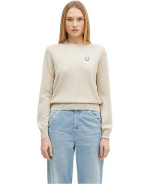 Maison Kitsuné Pullover Mit Fuchskopf-Patch - Blau