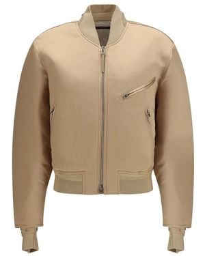 Tom Ford Satin Aviator Bomberjacke - Natur