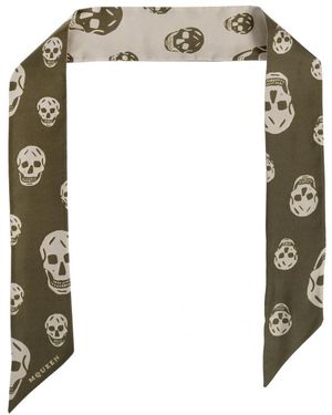 McQueen Printed Silk Scarf - Groen