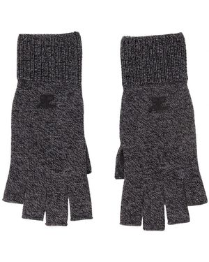 Courreges Grijze Wol Fingerloze Handschoenen - Zwart