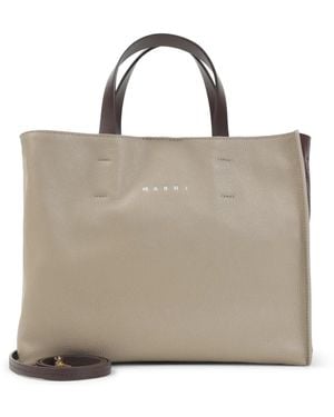 Marni Tassen ,Leer Museo Soft Small Tote - Naturel