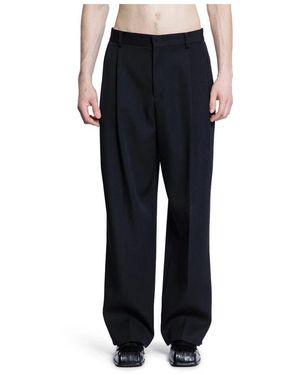 RECTO. Schwarze Weite Plissierte Baumwollhose