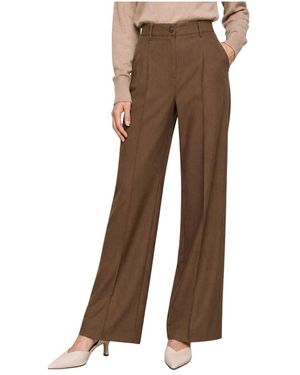 Kocca Broeken ,Bruin ,Leer Broek Met Wijde Pijpen En Hoge Taille