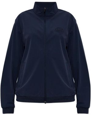 EA7 Hoodies & Sweatvesten ,Blauw ,Polyester Sweatshirt Met Rits En Logo
