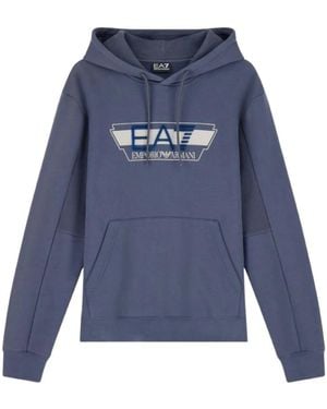 EA7 Hoodies & Sweatvesten ,Blauw ,Katoen Train Visibility Hoodie