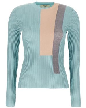 Fendi Truien & Vesten ,Blauw ,Rondgebreide Kleding