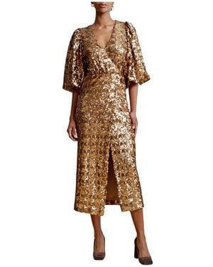 byTiMo Glitzerndes Sequins Midi Kleid - Braun
