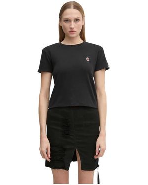 A Bathing Ape Tops ,Zwart ,Katoen One Point Mini Tee