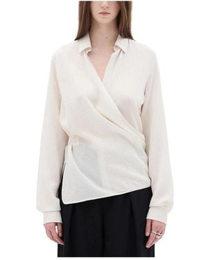 Ann Demeulemeester Overhemden ,Wit ,Katoen Alba Asymmetrische Wikkelblouse
