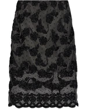 ROTATE BIRGER CHRISTENSEN Floral Motif Skirt - Schwarz