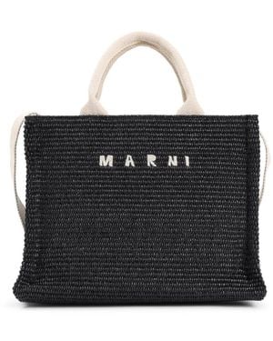 Marni Raffia East-West Tote Bag - Schwarz