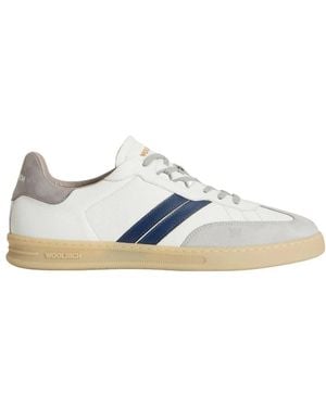 Woolrich Witte Leren Sneakers 2021 Blauw Suède