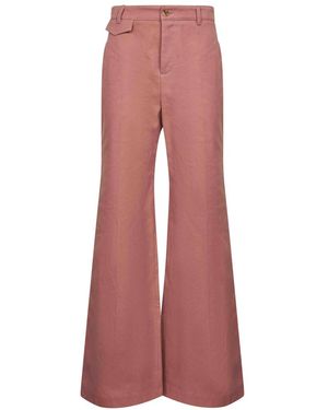 Chloé Hoge Taille Flared Broek Roze Katoen