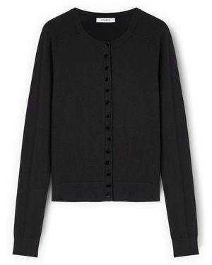 mötivi Cardigan Aus Glatt Rechts Gestrickter Strickware Mit Raglanärmeln - Schwarz