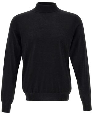 FILIPPO DE LAURENTIIS Truien & Vesten ,Zwart ,Wol Merino Wol Trui Zwart Mock Neck - Blauw