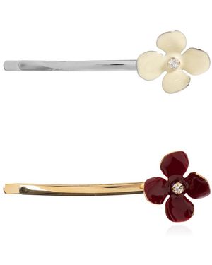 Marni Set Mit 2 Haarspangen Mit Emaille-Blumen - Weiß