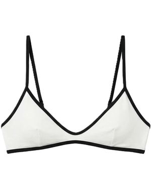 MC2 Saint Barth Badmode ,Wit ,Katoen Paloma String Top Bra Met Diepe Halslijn - Naturel