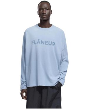 flâneur Blurred Logo Long Sleeve T-Shirt - Blauw