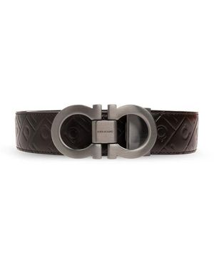Ferragamo Accessoires ,Bruin ,Leer Dubbele Verstelbare Omkeerbare Riem - Zwart