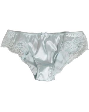 Dolce & Gabbana Luxe Bloemen Kant Zijden Slipje - Blauw