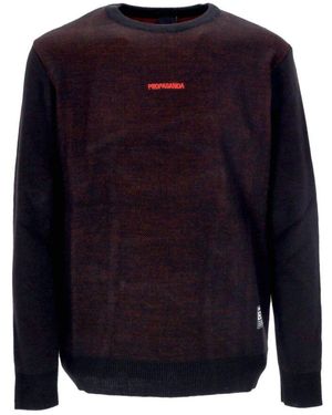 Propaganda Jacquard Pullover Schwarz/Rot - Blau