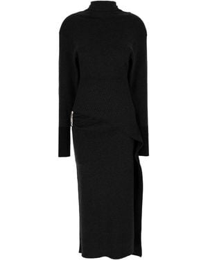 Lanvin Jurk Met Lange Mouwen Van Gebreide Stof - Zwart