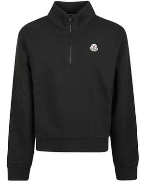 Moncler Logo Half Zip Sweatshirt - Zwart