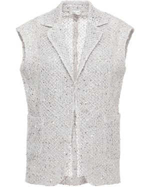 Panicale Sequin Leinen-Baumwoll-Blazer - Grau