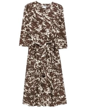 Max Mara Kleedjes ,Bruin ,Katoen Midi Jurk - Naturel