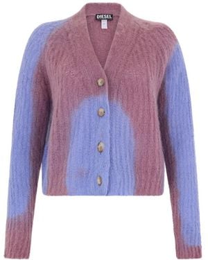 DIESEL Cropped Bicolor Cardigan - Paars