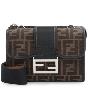 Fendi Tassen ,Veelkleurig ,Katoen Baguette Dubbele Stoffen Schoudertas - Zwart