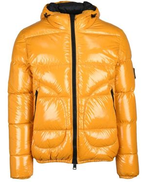 Herno Glänzende Daunenjacke Mit Reißverschluss - Orange