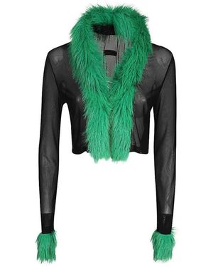 Heron Preston Cardigan Aus Technischem Stoff Mit Kunstpelz - Grün