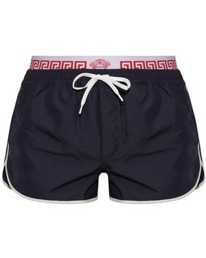 Versace Badmode ,Blauw ,Katoen Zwemshorts Met Dubbele Tailleband