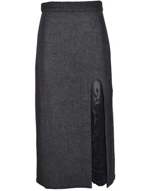 Sea Wollen Longuette Rok Met Rits - Grijs