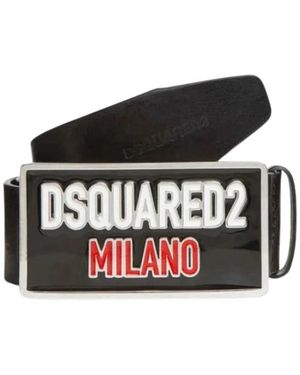 DSquared² Leren Riem Met Logo Gesp - Zwart