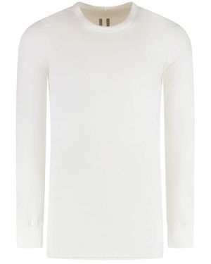 Rick Owens Geripptes Baumwoll-T-Shirt - Weiß