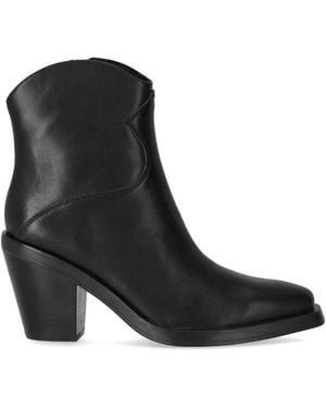 Ash Bota De Tobillo Texana De Cuero Negro, Mujer, Talla