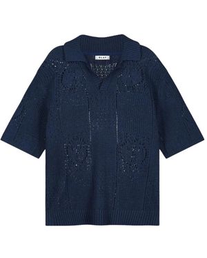 OLAF HUSSEIN Tops ,Blauw ,Face Logo Knit Polo