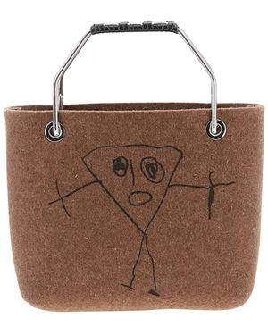 Plan C Tassen ,Bruin ,Wol Mini Shopper Tas