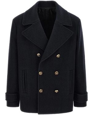 Balmain Double-Breasted Coats - Blue