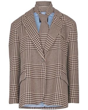 Souvenir Clubbing Pied-De-Poule Blazer Mit Krawatte - Braun