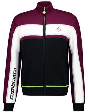CASABLANCA Stripe Merino Knit Track Jacket - Rood
