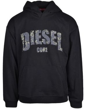 DIESEL Hoodies & Sweatvesten ,Zwart ,Katoen Hoodie - Blauw