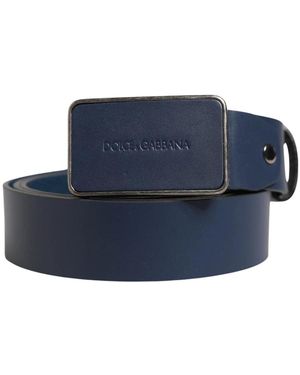 Dolce & Gabbana Logo Lederen Gespriem - Blauw