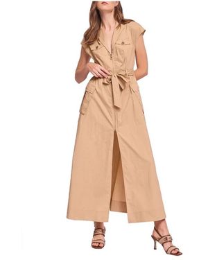 GAUDI Safari-Inspiriertes Midi-Kleid Mit Cargotaschen - Natur