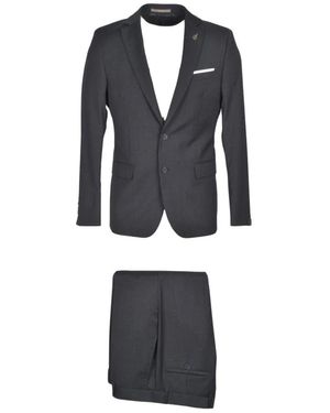 Paoloni Kostuums ,Grijs ,Wol Single Breasted Suit - Zwart